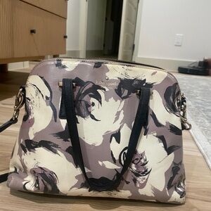 Kate Spade Floral Satchel - Black and Cream